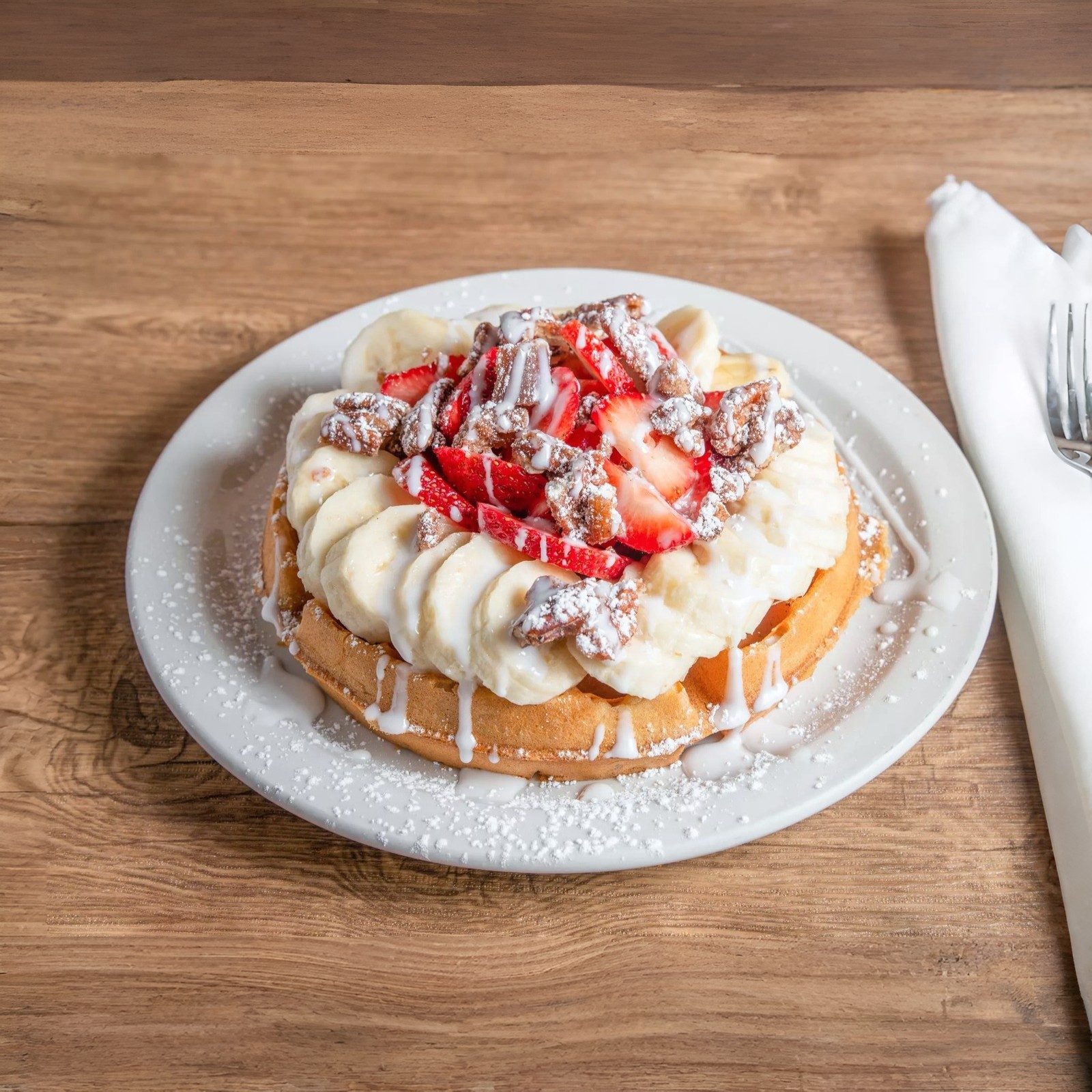 Pecan-Banana Waffle.
